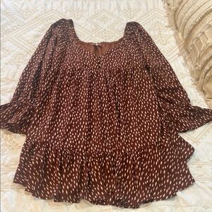 Women's Brown Patterned Top